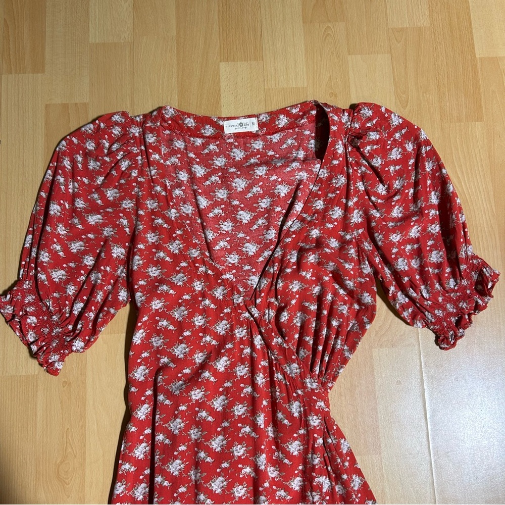 NATURAL LIFE Sophie Wrap Dress Maxi Red Floral Med - Picture 6 of 11